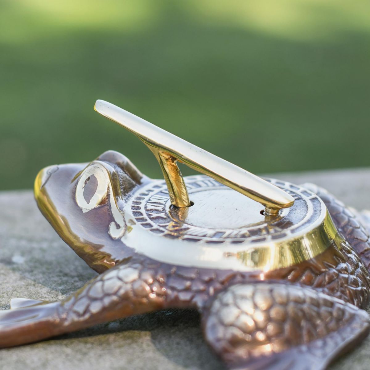 Close-Up of Antique Brass Sundial