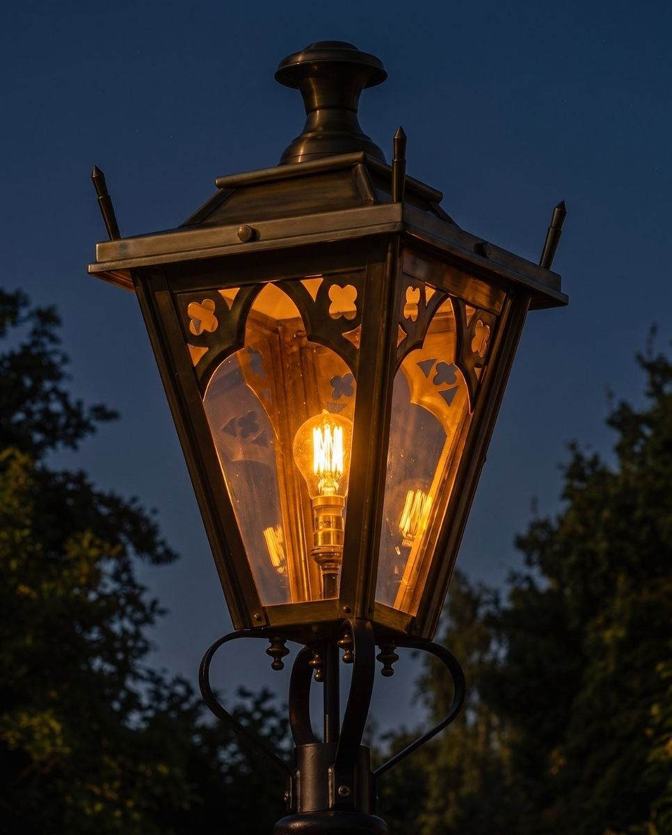 Antique Brass Gothic Lantern 60cm Digital Illustration At Night