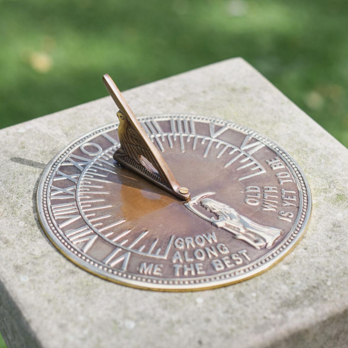 Antique Brass "Old Father Time" Sundial - 200mm