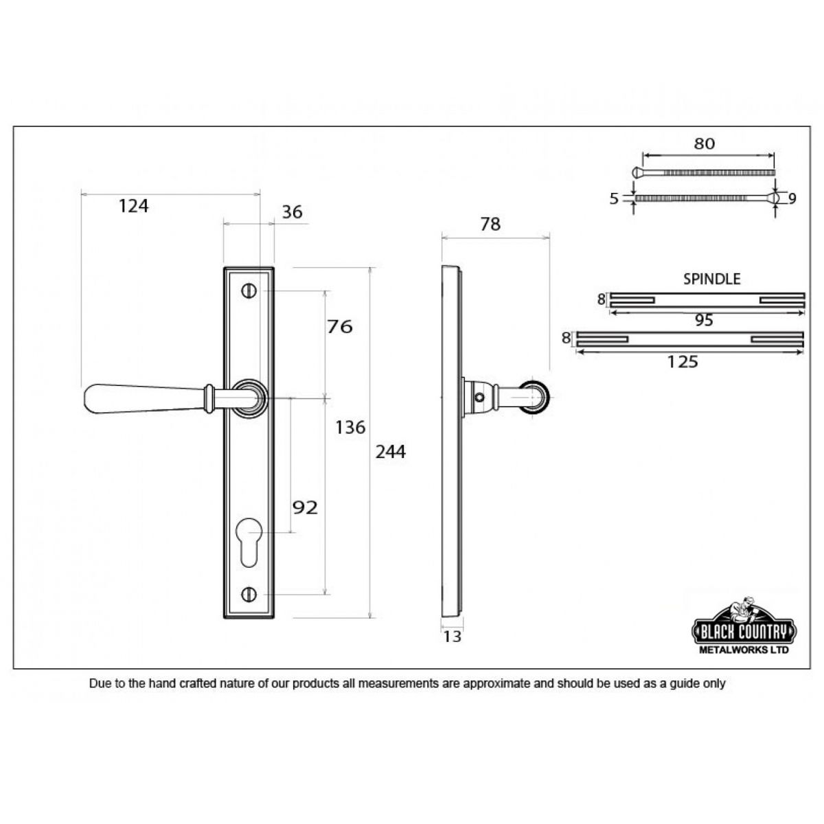 "Emerson" Antique Brass Slim Line Door Handle
