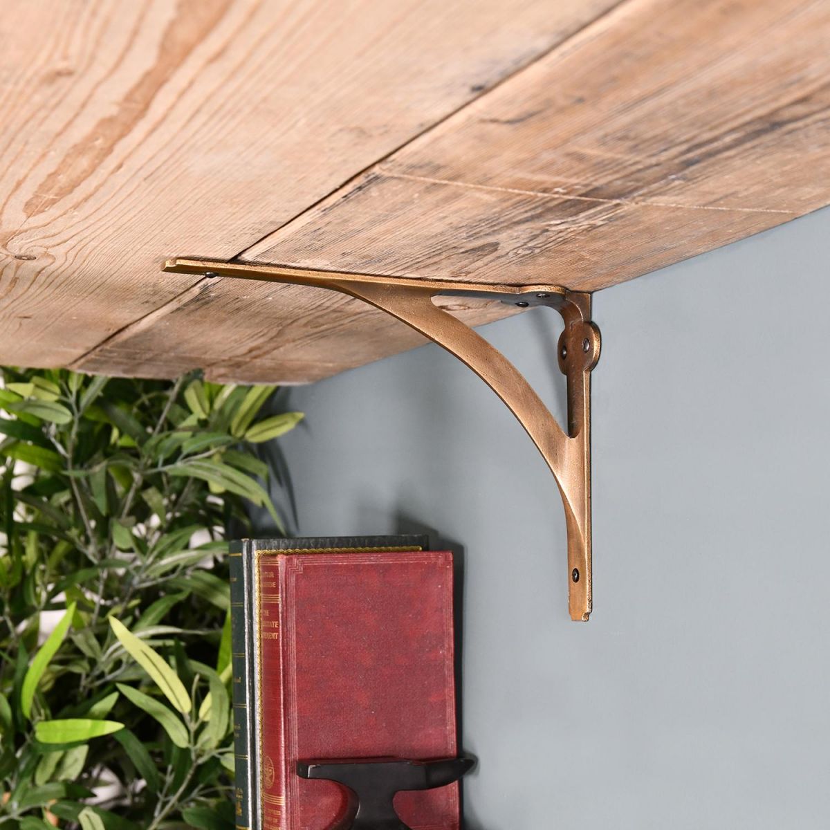 Antique Brass Stylish Architectural Shelf Bracket in Situ