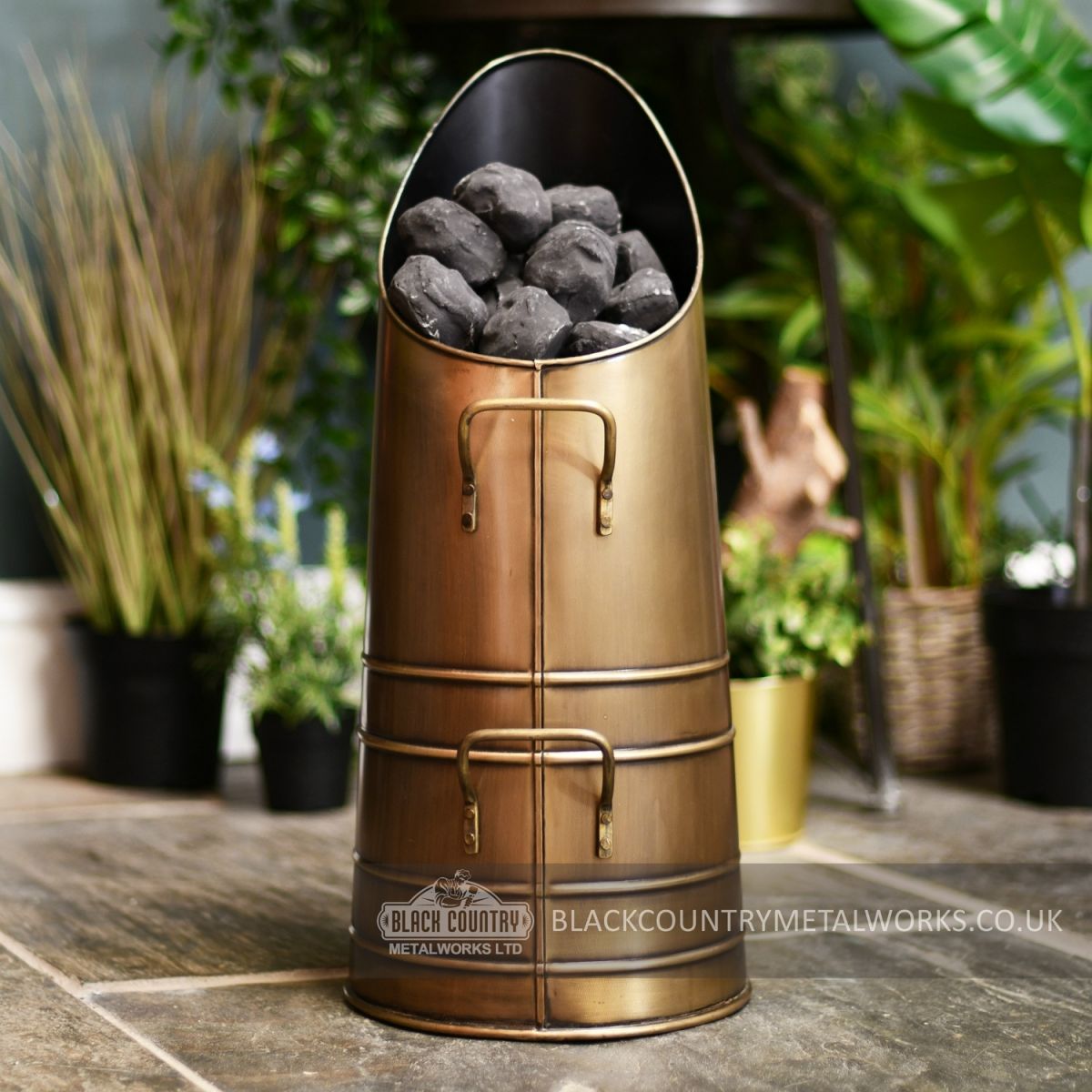 Traditional Coal Scuttle Finished in a Antique Brass