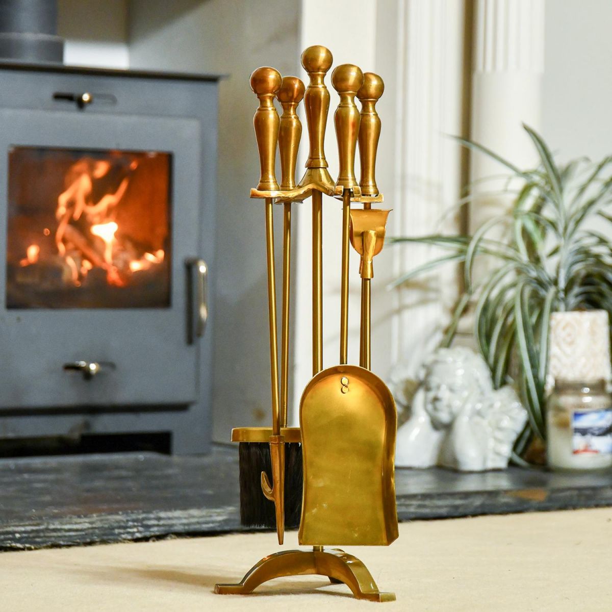 Antique Brass Traditional Companion Set in Situ