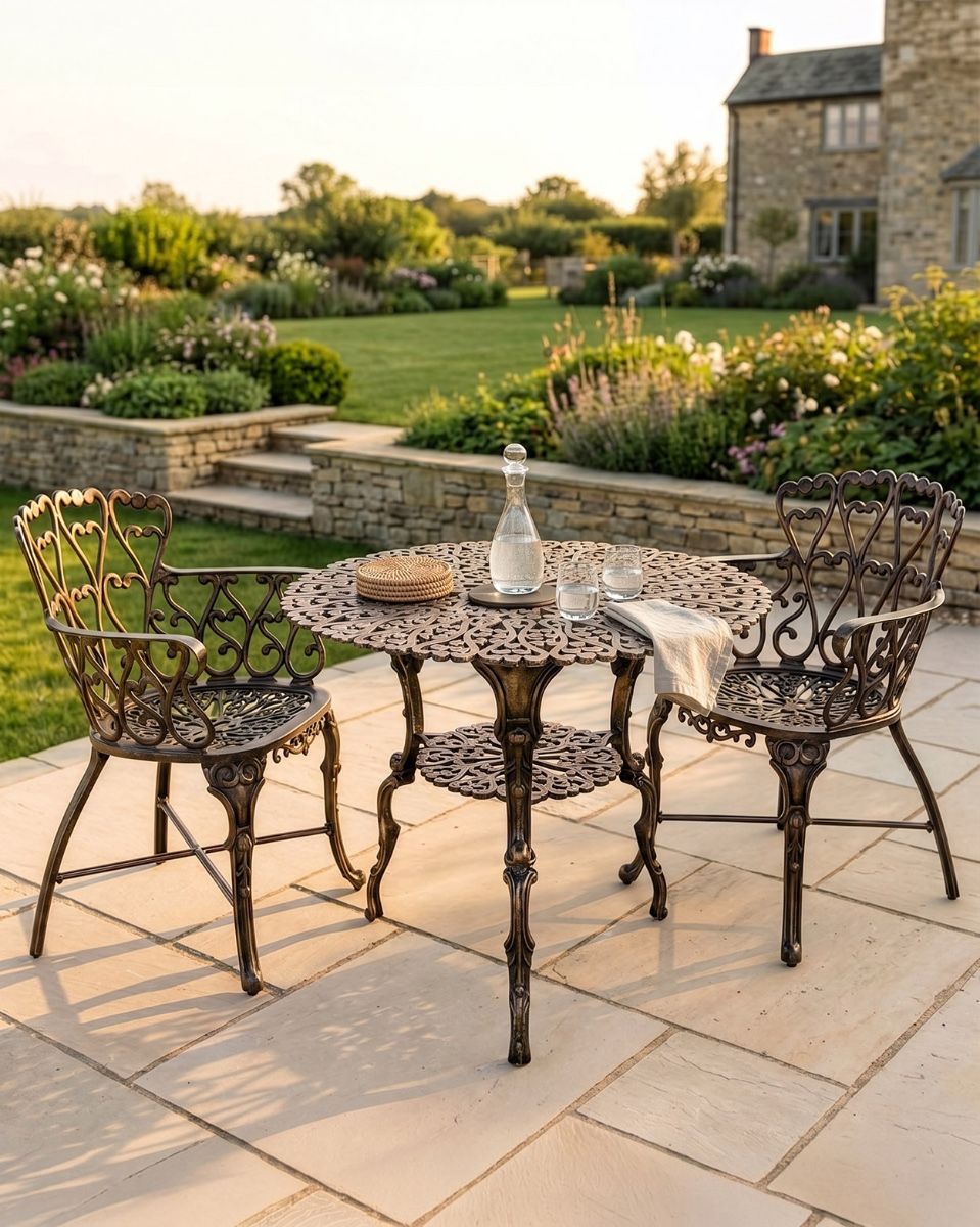 Antique Bronze "Ascott" Dining Set digital illustration dressed table