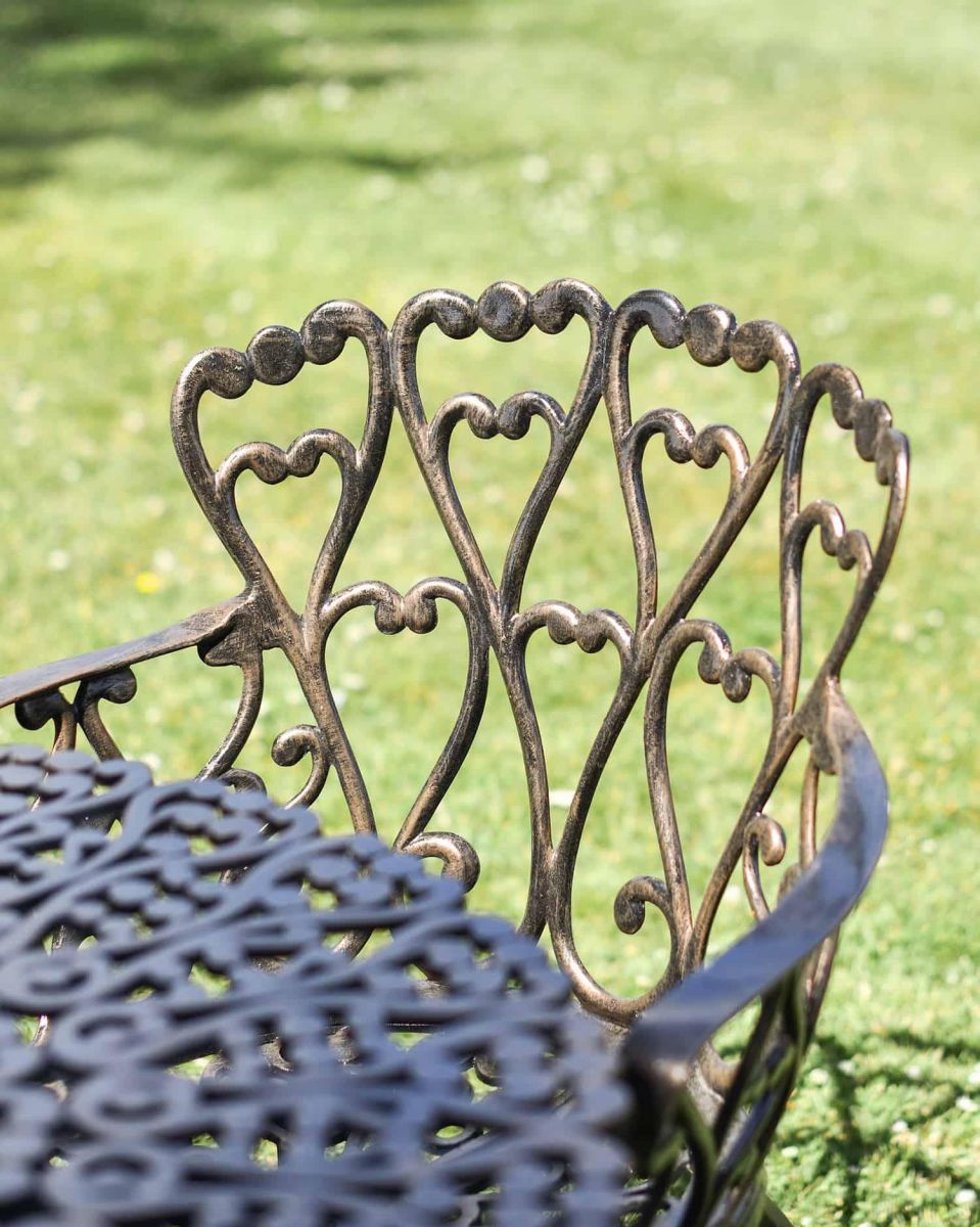 Close-Up of Chair Backrest for Antique Bronze "Royal Ascott" Two Seater Bistro Set
