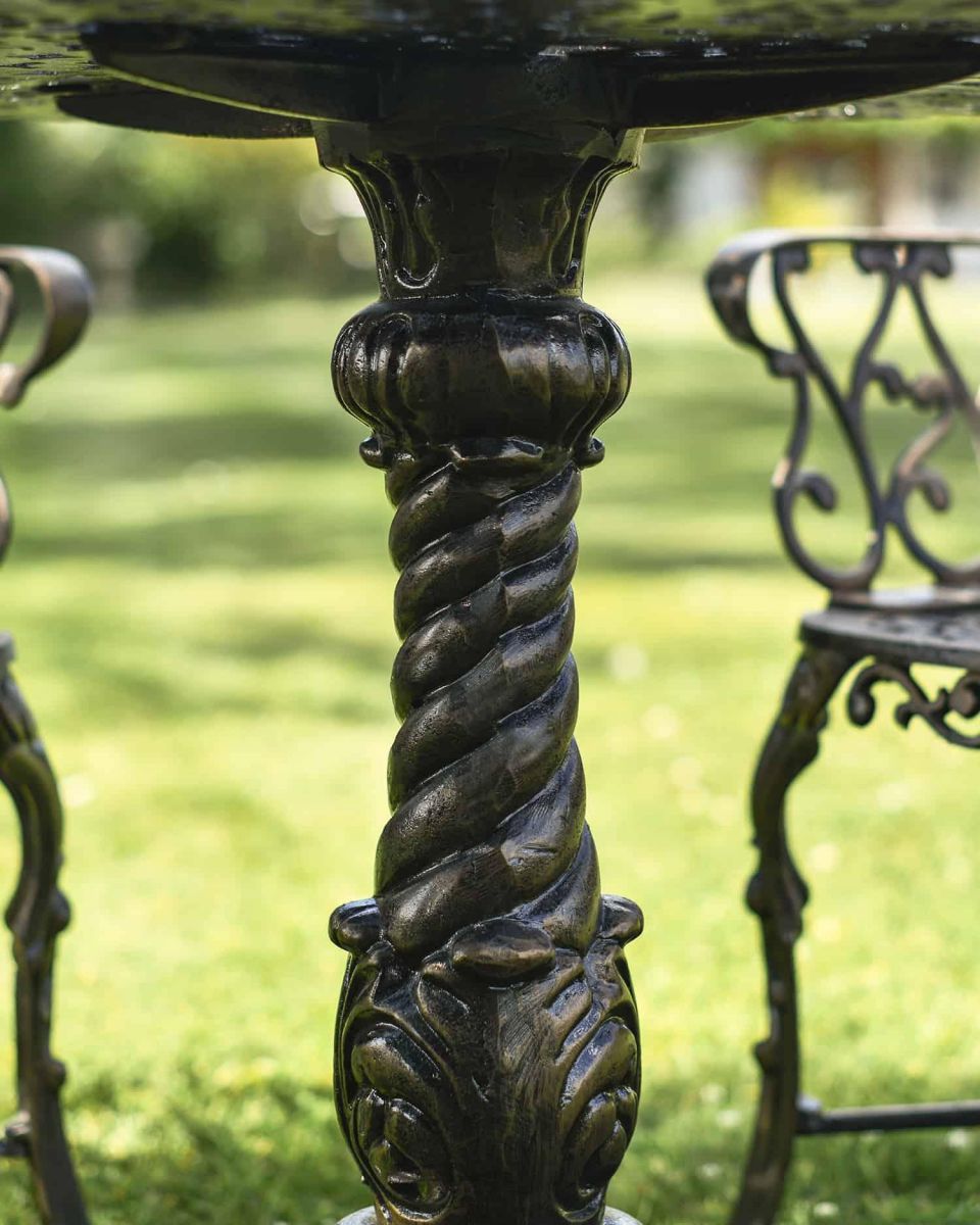 Close-Up of Twisted Column Support on Table