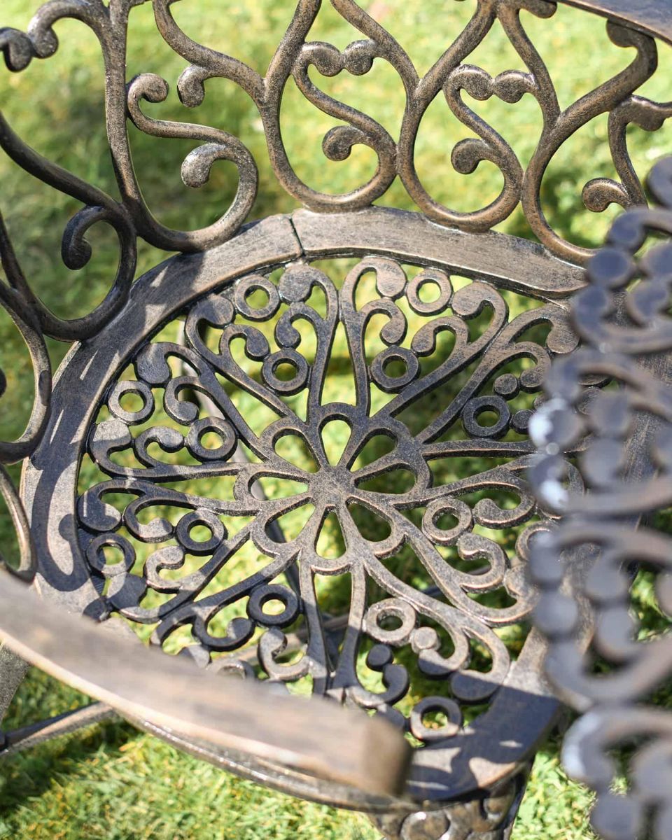 Close-Up of Seat Pattern for Antique Bronze "Royal Ascott" Two Seater Bistro Set