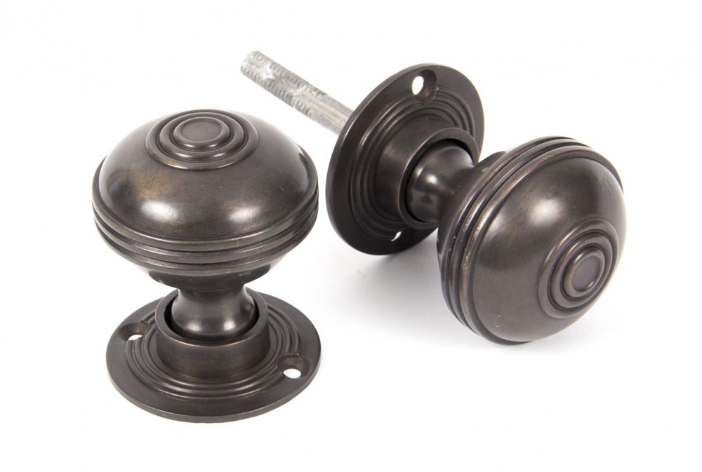 Antique Bronze Ridged Door Knob Set