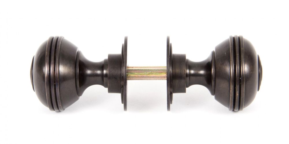 Antique Bronze Ridged Door Knob Set