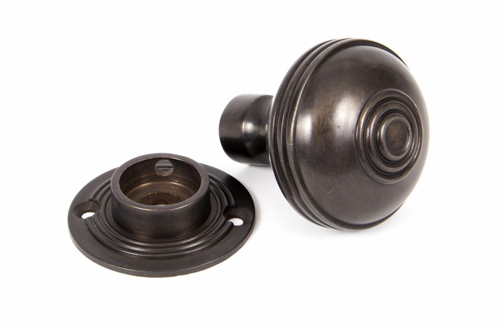Antique Bronze Ridged Door Knob Set