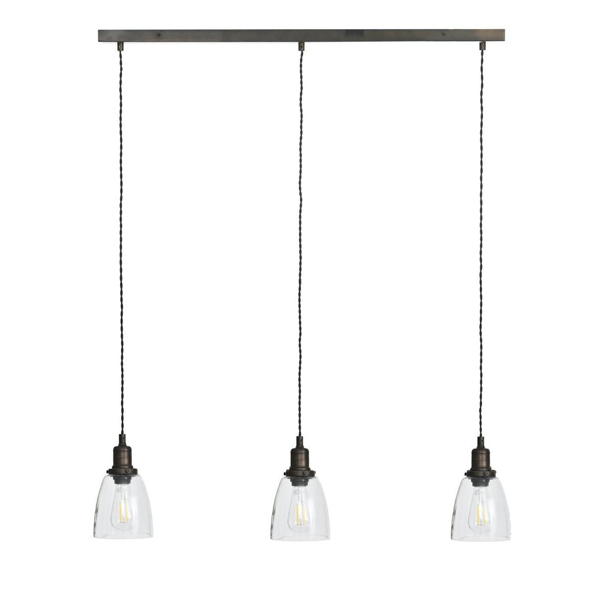 Steel Trio Domed Cone Hanging Lights in Antique Bronze 