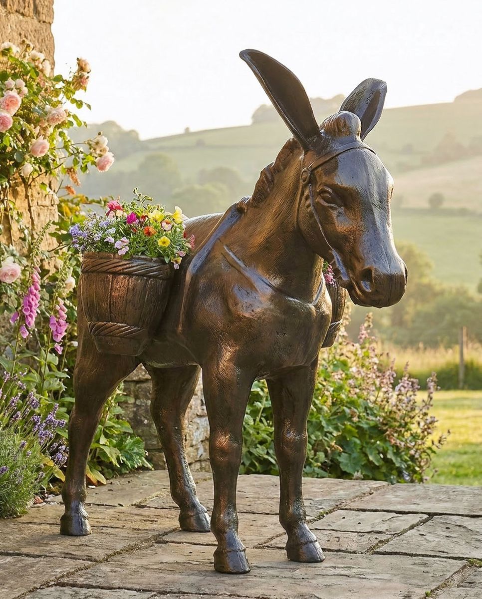 Antique Bronze Travelling Donkey Sculpture digital illustration