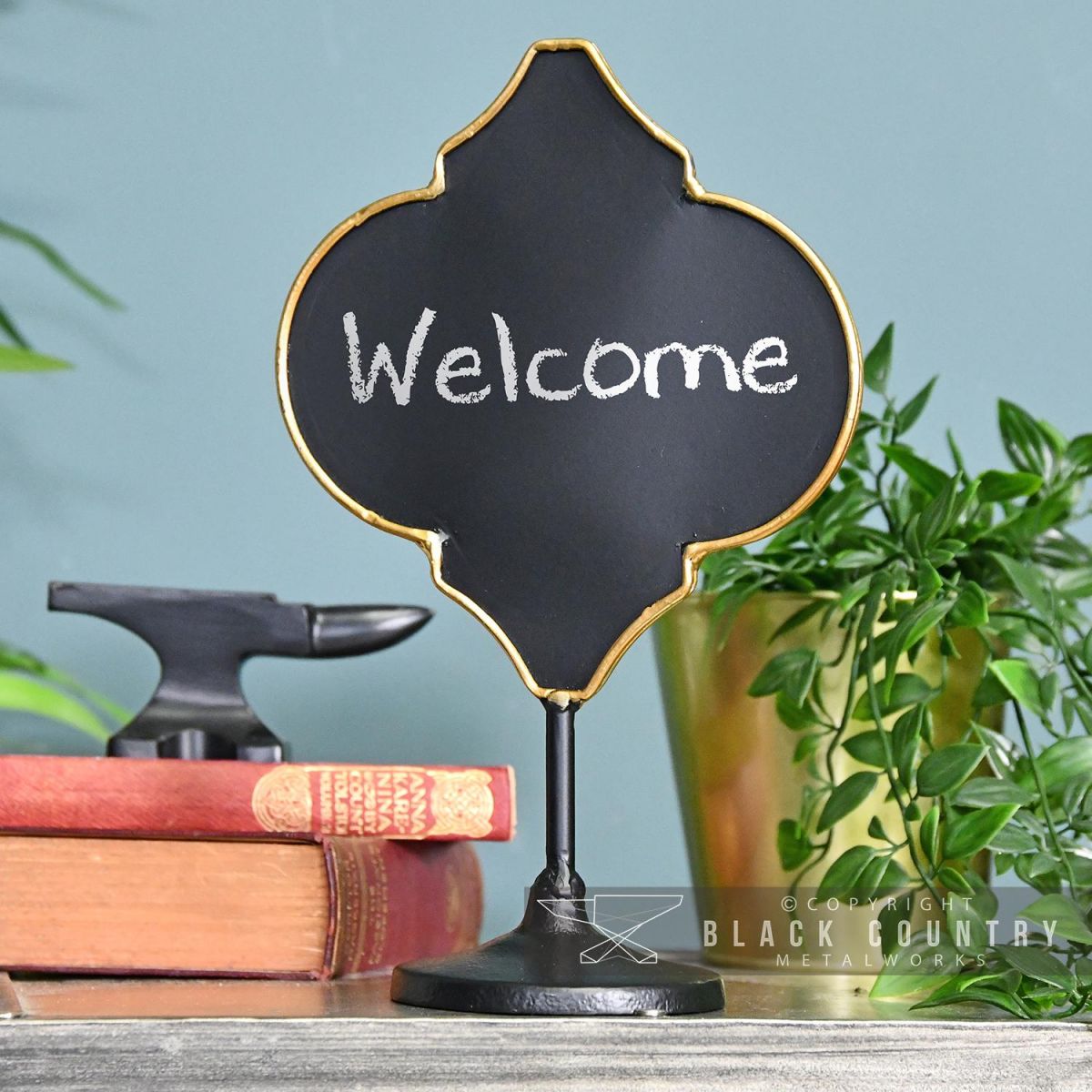 Free Standing Table Top Antique Bronze Vintage Chalk Board