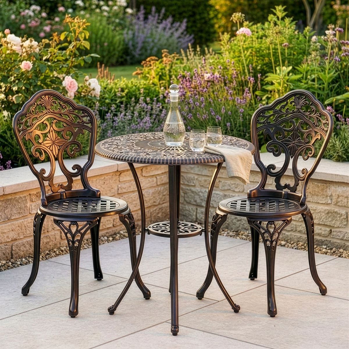 Antique Copper "Brooksby" Two Seater Furniture Set digital illustration dressed table