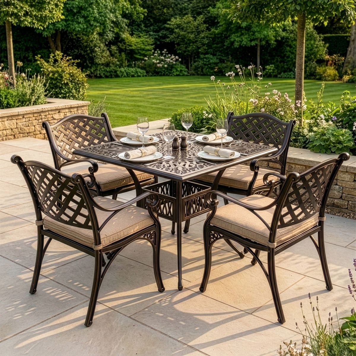 Antique Copper "Dorton" Four Seater Furniture Set with cushions digital illustration