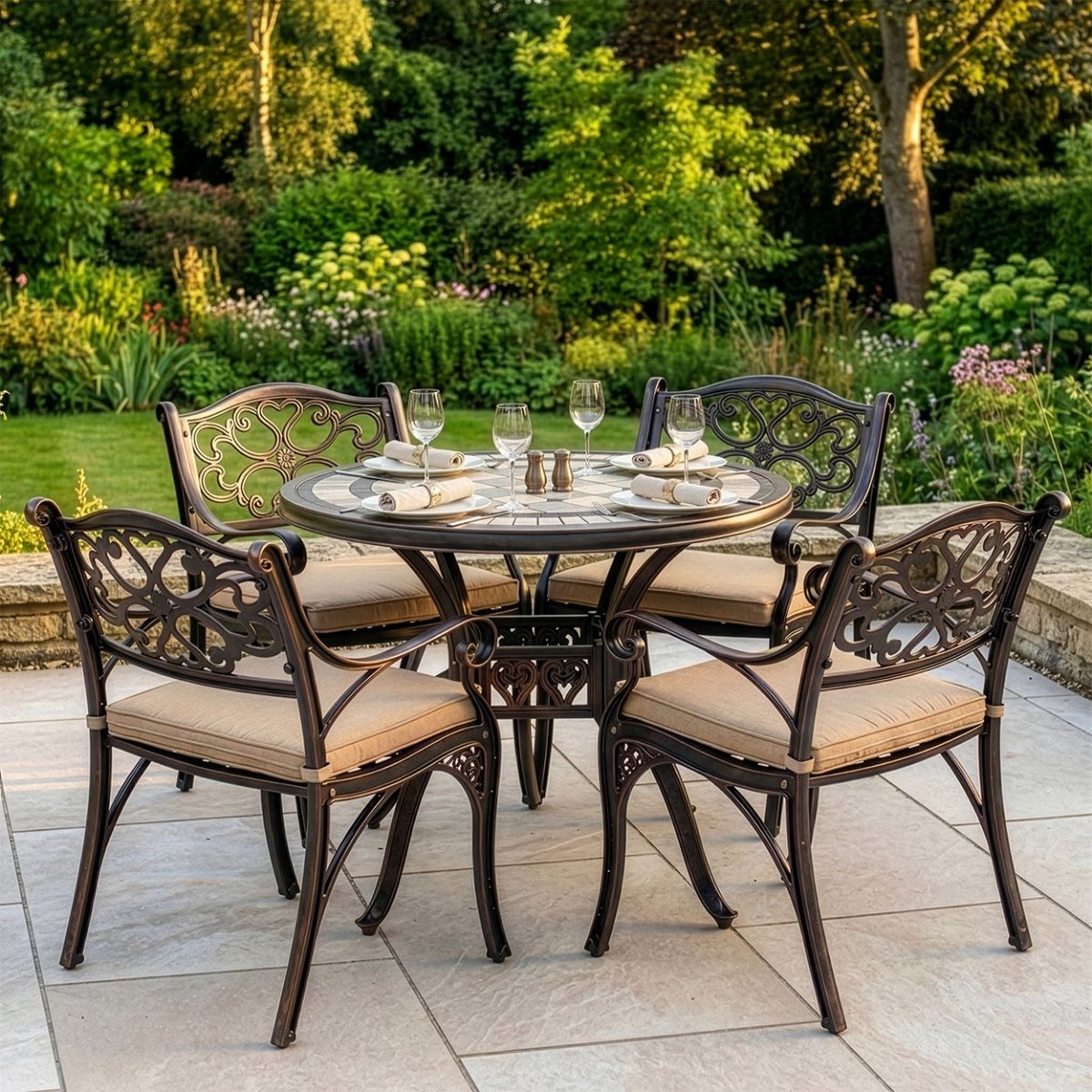 Antique Copper "Okehampton" Four Seater Furniture Set digital dressed table