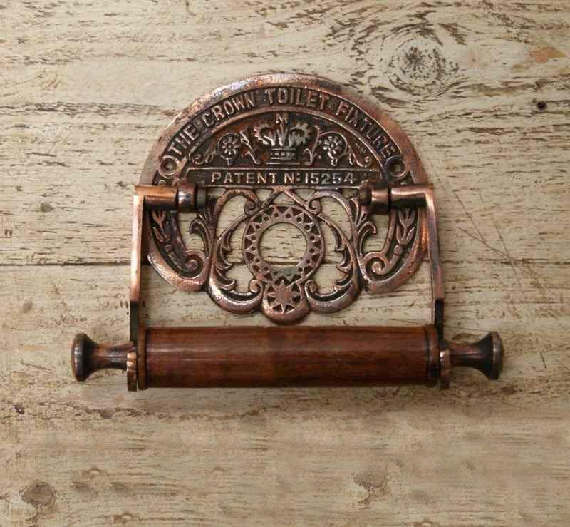Antique Copper "Crown" Toilet Roll Holder