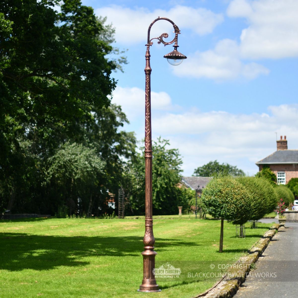 Antique Copper Victorian Lamp Post With Gothic Luminaire and Bracket