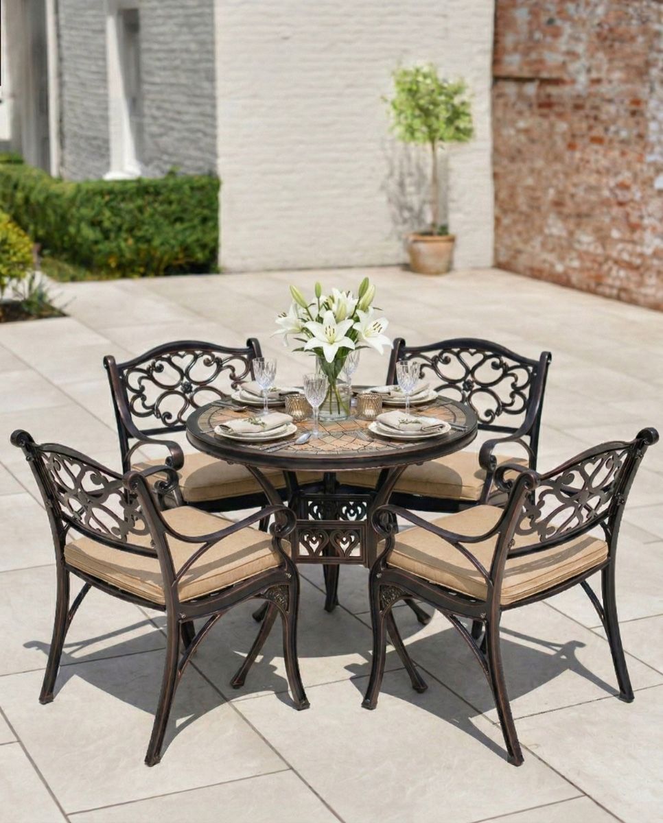 antique_copper_whalton_four_seater_furniture_set_1 with cushions and dressed table
