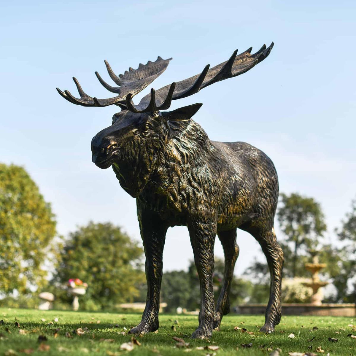 Antique Gold "Mickey Moose" Cast Aluminium Moose Garden Sculpture Antique Gold "Mickey Moose" Cast Aluminium Moose Garden Sculpture