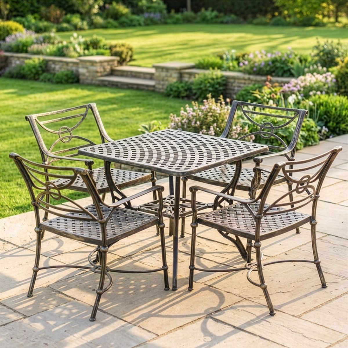 Antique Gold "Summer Sunshine" Four Seater Table & Chair Set digital illustration