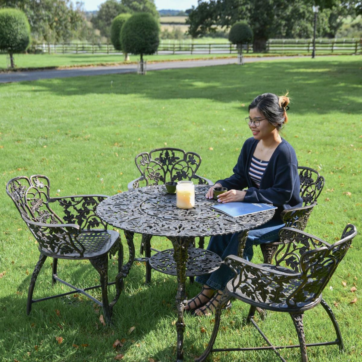Antique Gold "Autumn Fall" Four Seater Dining Set in Situ Antique Gold "Autumn Fall" Four Seater Dining Set in Situ