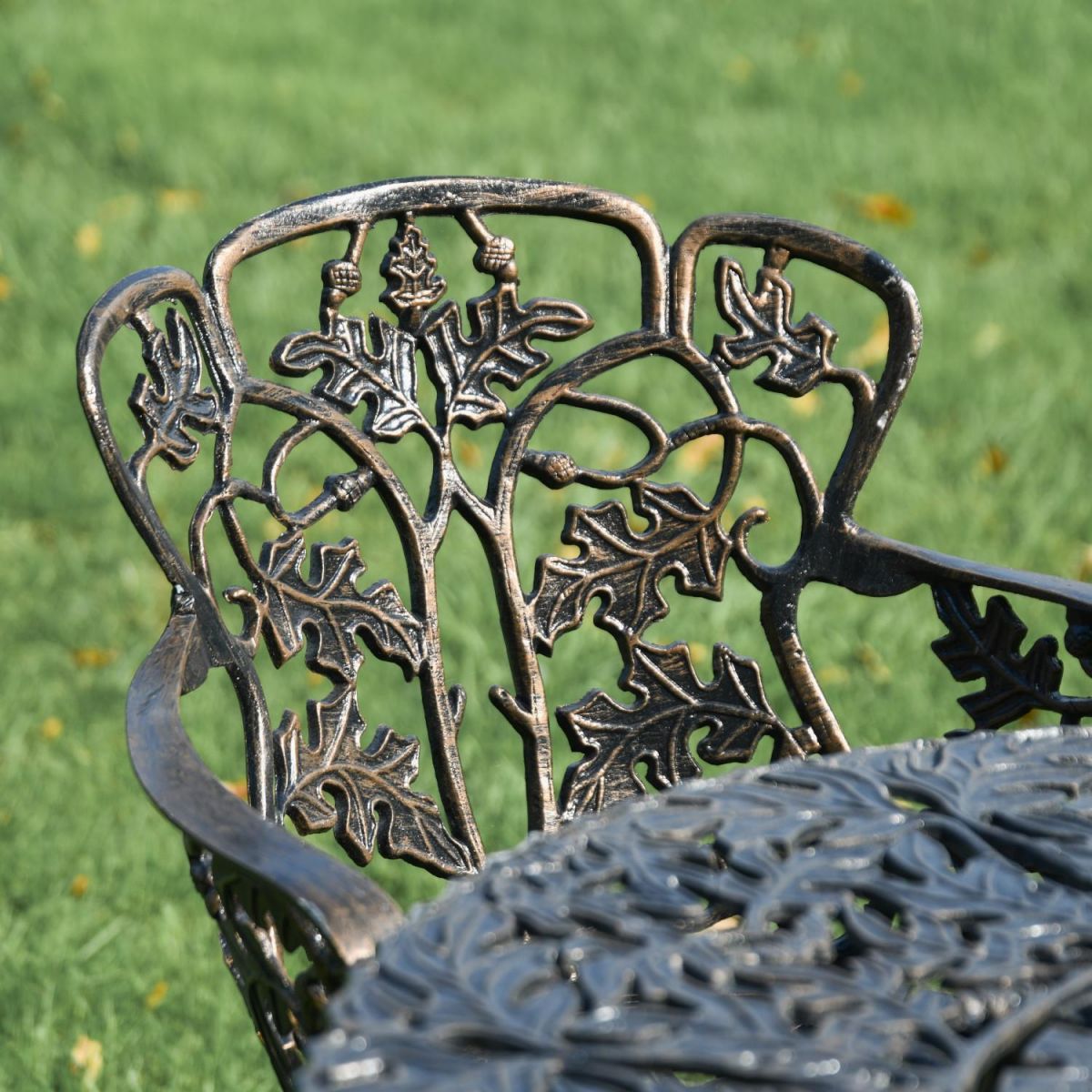 Close-Up of Design and Antique Gold Finish on Four Seater Dining Set Close-Up of Design and Antique Gold Finish on Four Seater Dining Set