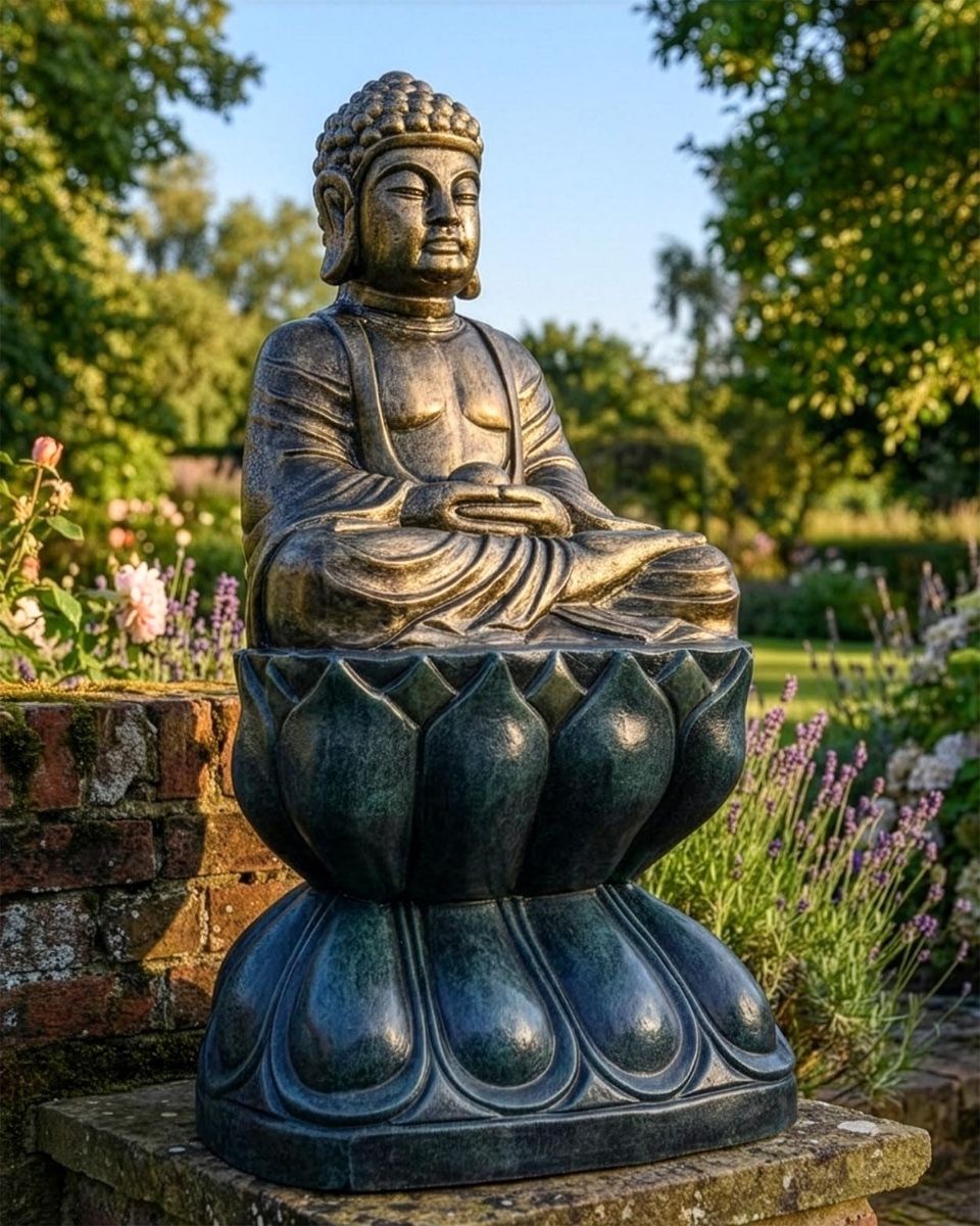 Antique Gold Buddha Sculpture Digital Illustration