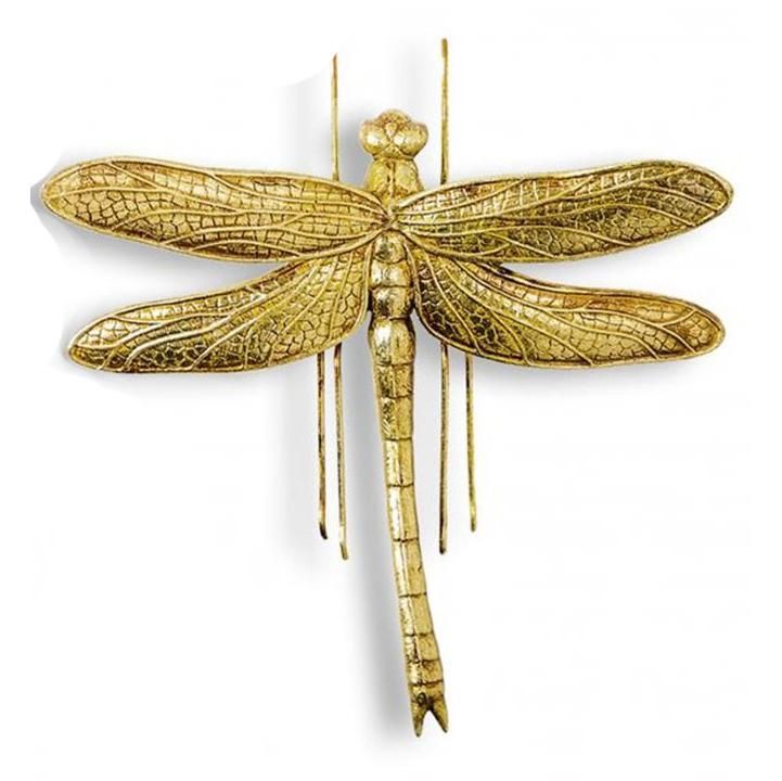 Dragonfly Wall Art in an Antique Gold Effect 