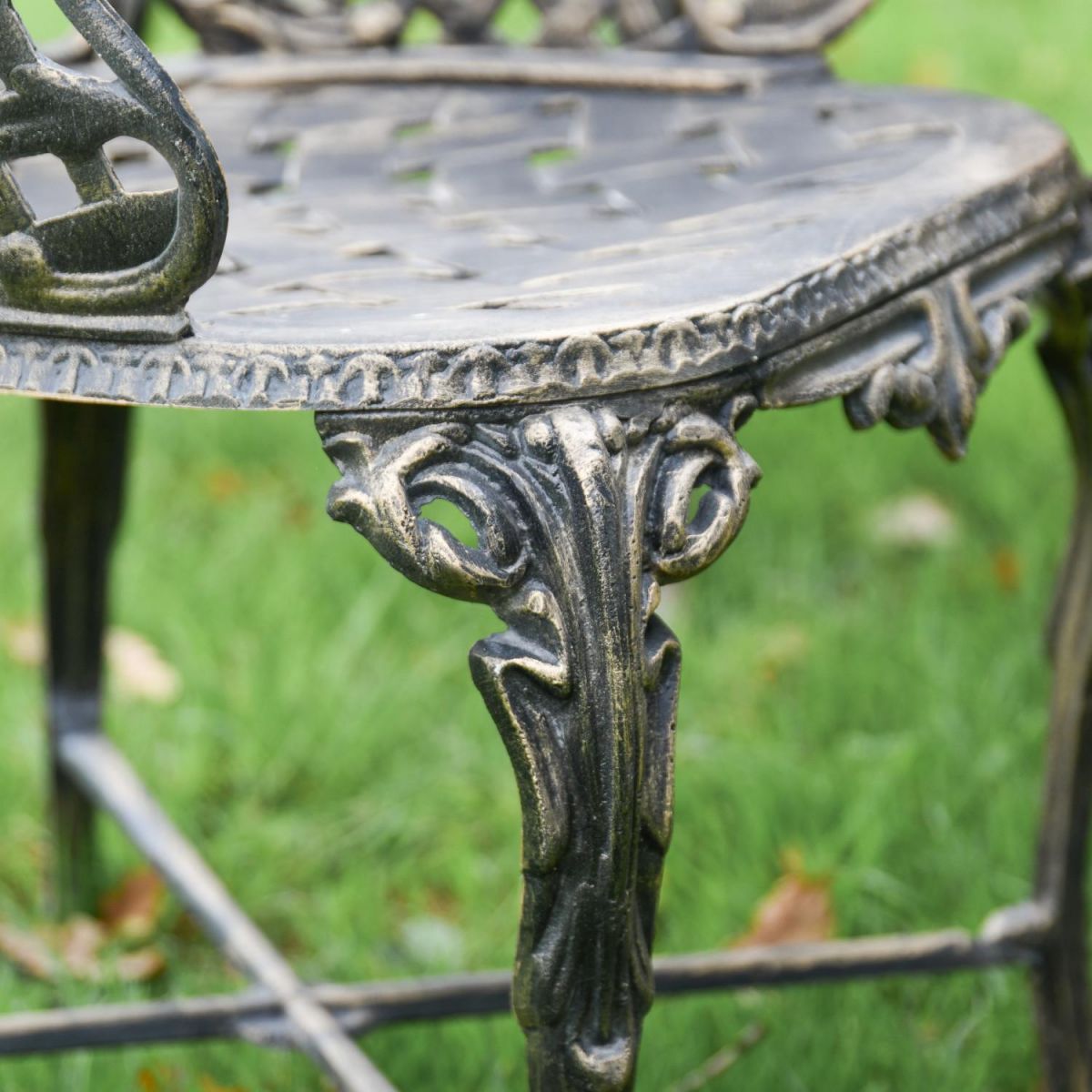 Close-Up of Antique Gold Finish on Chair for "Giverny" Set