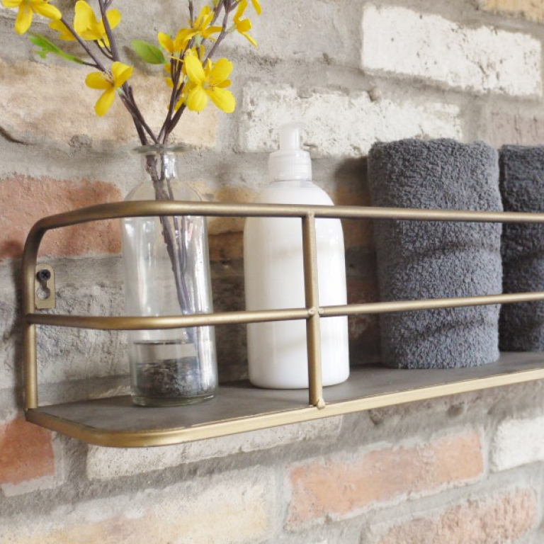 Antique Gold Industrial Style Shelf Close Up