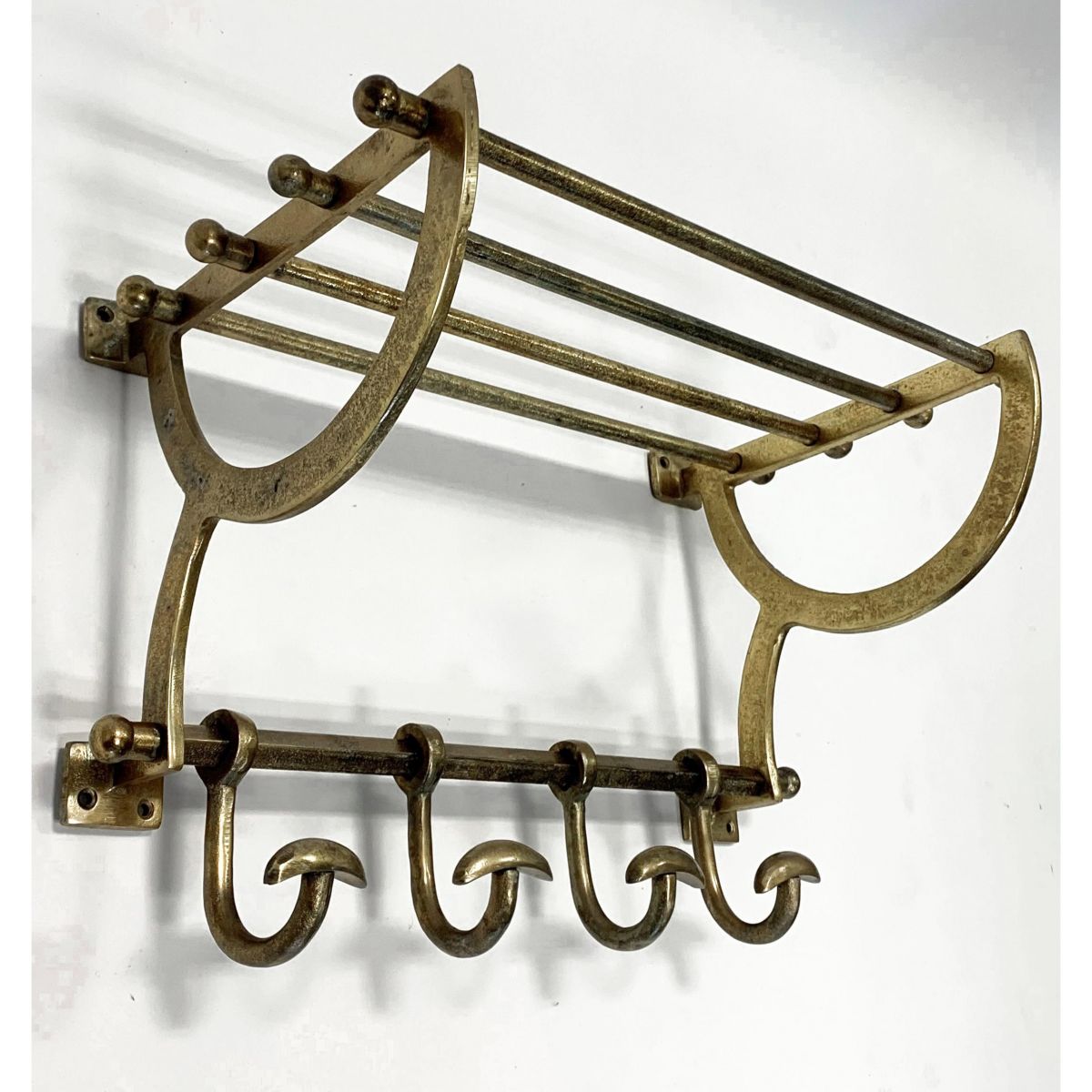 Luggage Wall Rack in an Antique Gold Finish