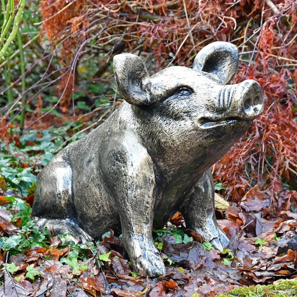 Brushed Gold Sitting Pig Sculpture Brushed Gold Sitting Pig Sculpture
