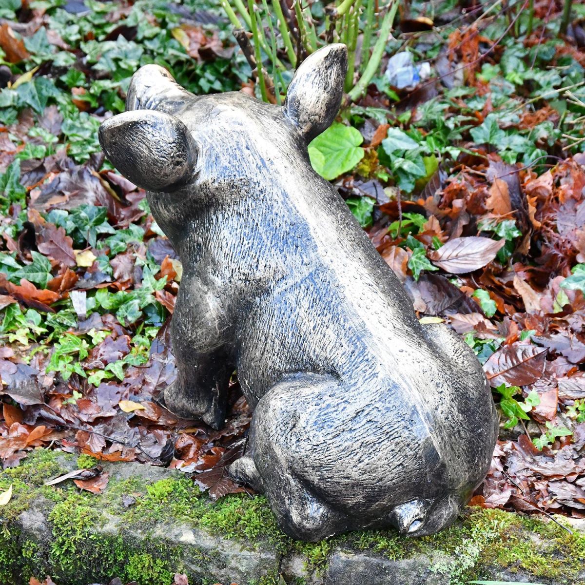 View of the Back of the Antique Gold Sitting Pig Sculpture View of the Back of the Antique Gold Sitting Pig Sculpture