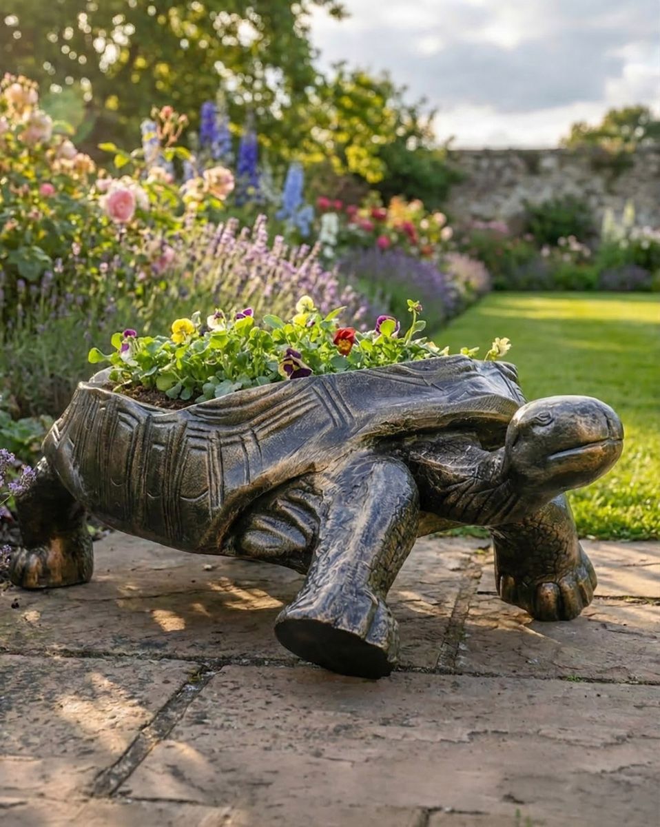 Antique Gold Tortoise Planter digital illustration