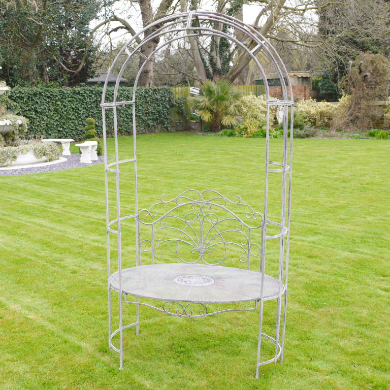 Antique Grey Arbour Bench in Situ Antique Grey Arbour Bench in Situ