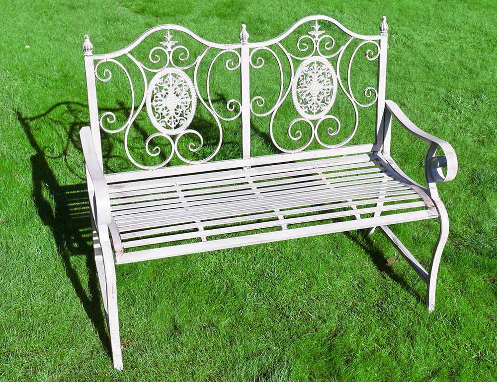 Antique Grey Iron Garden Bench