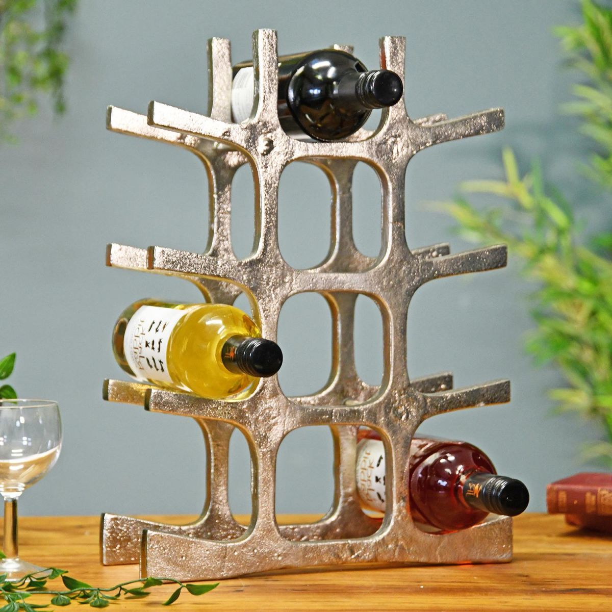 Antique Nickel 12 Bottle Wine Rack in Situ Antique Nickel 12 Bottle Wine Rack in Situ