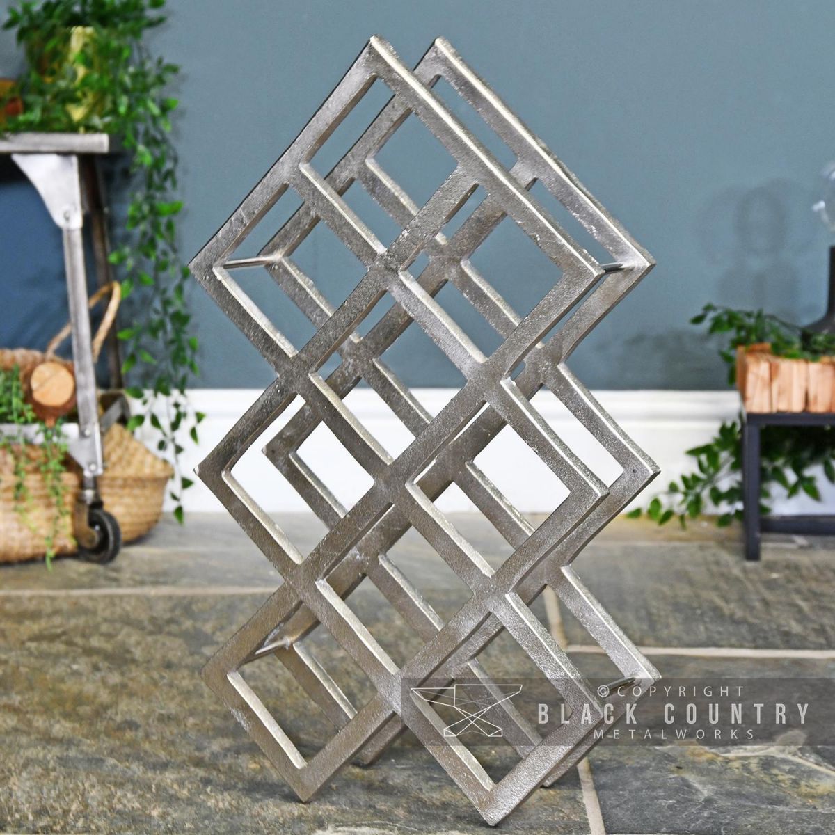 Antique Nickel Counter Top Wine Rack