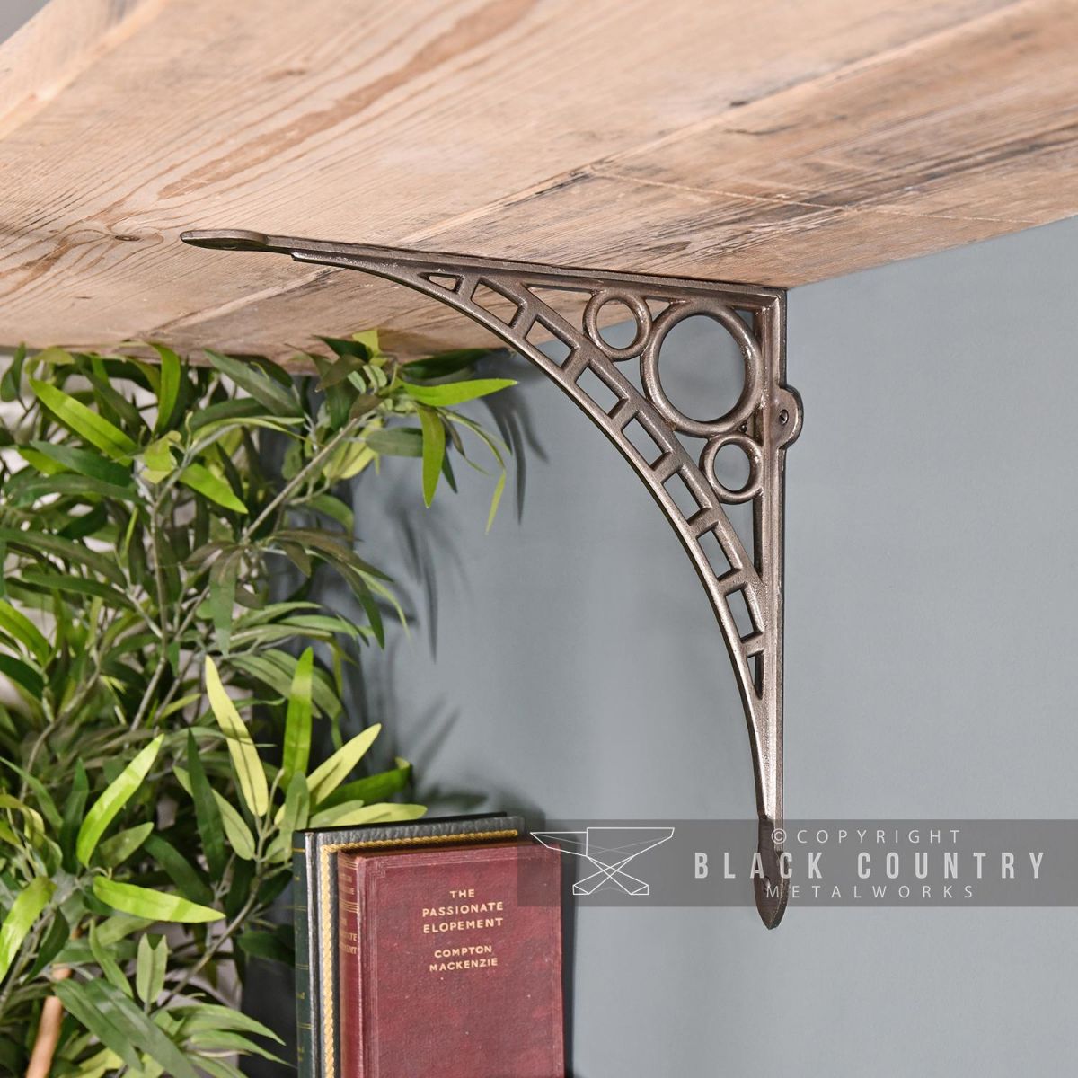 "Ironbridge" Shelf Bracket Finished in an Antique Nickel finish