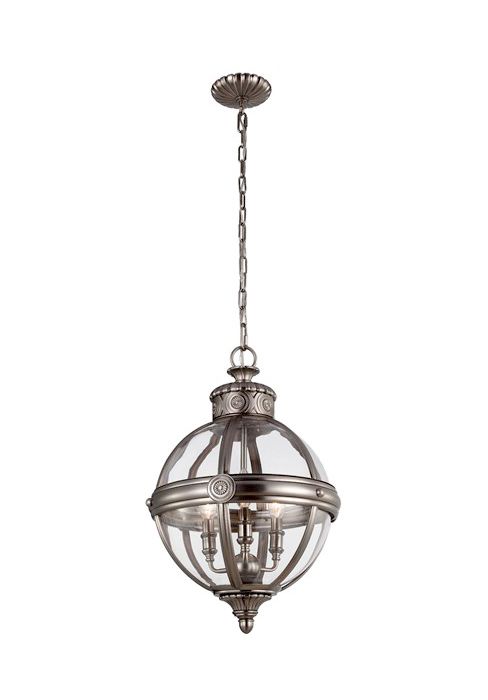 "Hethwell House" Antique Nickel Glass Orb Hanging Light