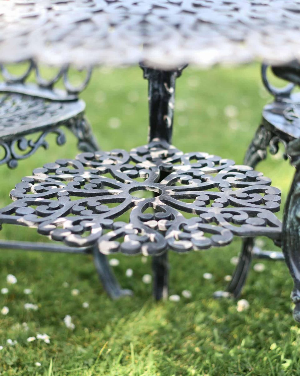 Close-Up of Footrest on Table for Two-Seater Bistro Set