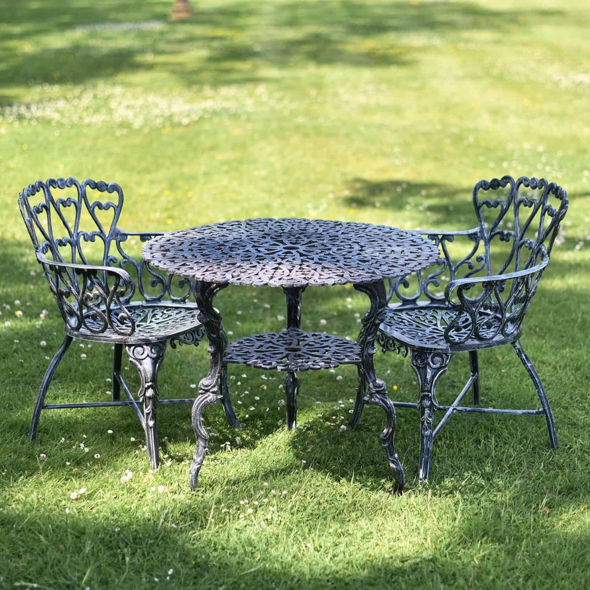Antique Silver "Ascott" Two Seater Bistro Set