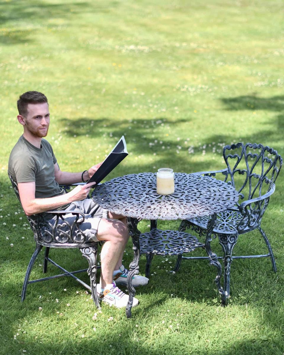 Scale Shot of Antique Silver "Ascott" Two Seater Bistro Set