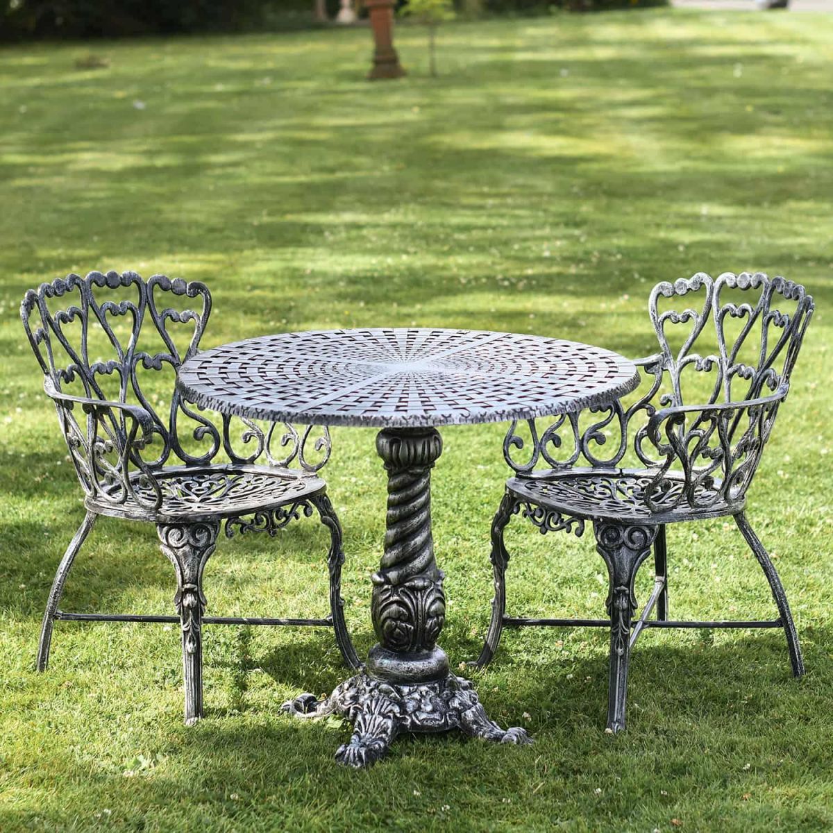 Antique Silver "Royal Ascott" Two Seater Bistro Set