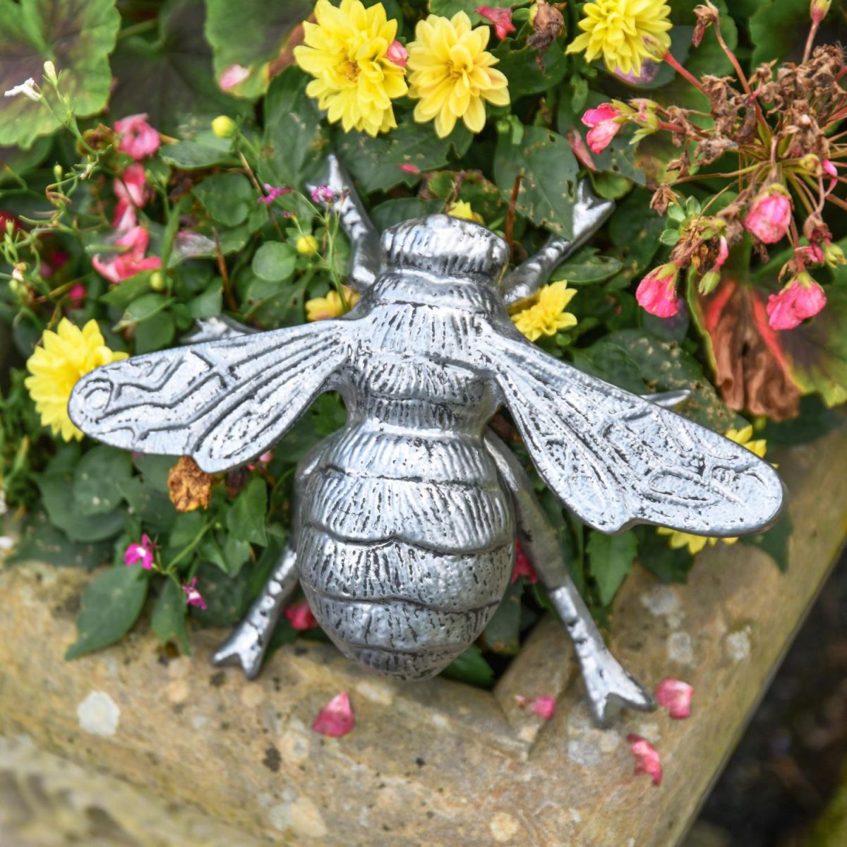 Antique Silver Aluminium "Buzzing" Bumble Bee Sculpture