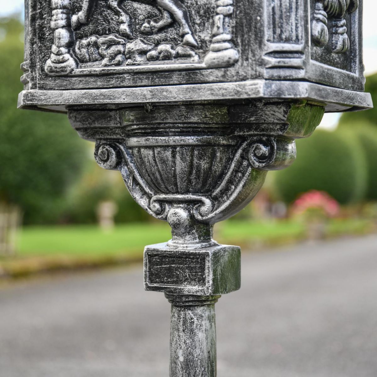 Close-Up of Support for Antique Silver "Huntingdon" Victorian Post Box
