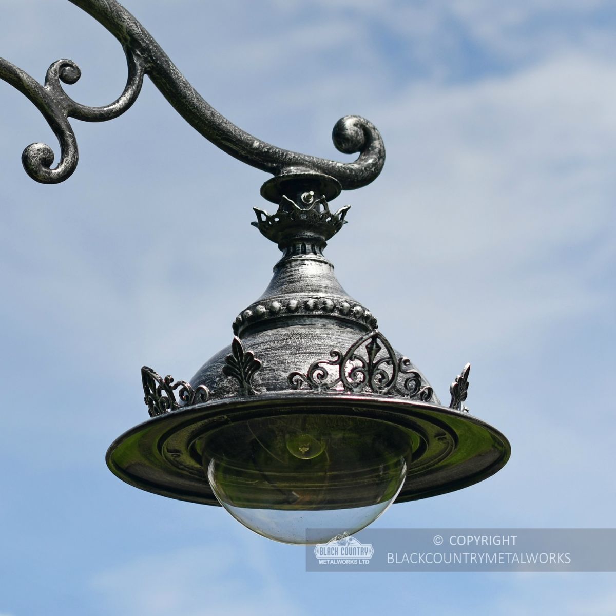 Antique Silver Lamp Post Luminaire With Gothic Detailing Antique Silver Lamp Post Luminaire With Gothic Detailing