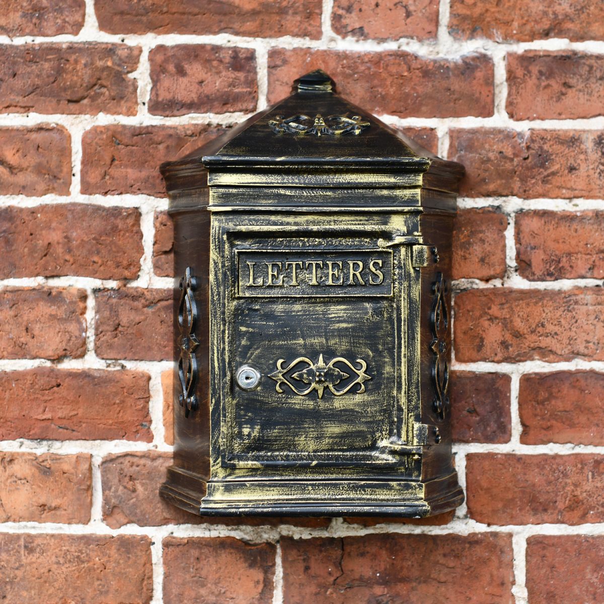 Bantock Post Box in Antique Bronze with Lockable Front Door
