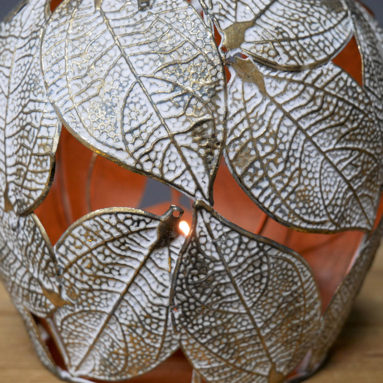 Close-up o fthe Leaf Design on the Apple Candle Holder